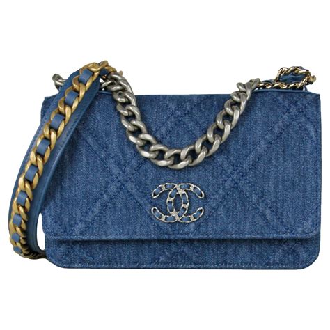 chanel denim wallet|Chanel wallet on chain trendy.